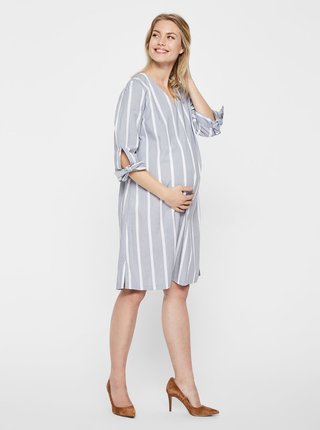 Bielo–sivé tehotenské pruhované šaty Mama.licious Laura