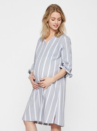 Bielo–sivé tehotenské pruhované šaty Mama.licious Laura