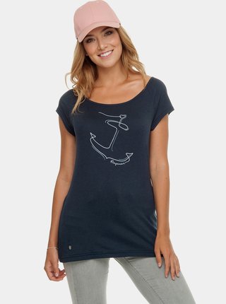 Tmavomodré dámske tričko s potlačou Ragwear Sea Breeze