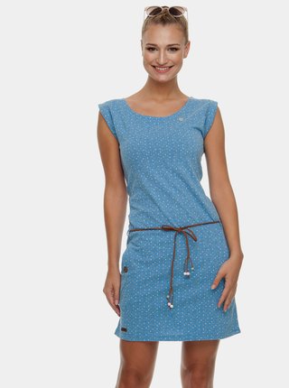 Modré bodkované šaty s opaskom Ragwear Tag Dots