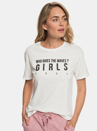 Krémové tričko s flitrami Roxy Follow Beach