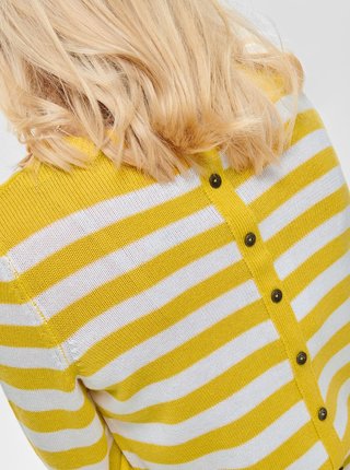 Bielo–žltý pruhovaný sveter s gombíkmi ONLY Dorthea