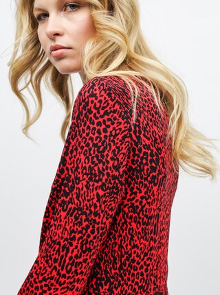 Čierno–červené šaty s gepardím vzorom Dorothy Perkins