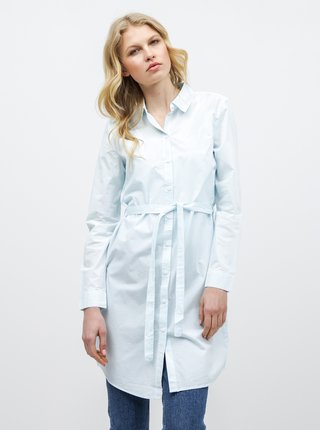 Bielo–modré košeľové pruhované šaty s opaskom VERO MODA Silje