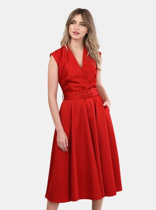 Červené rebrované šaty Closet