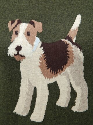 Tmavozelený dámsky sveter s motívom psa Tom Joule Miranda