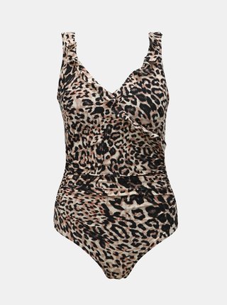 Hnedé jednodielne plavky s leopardím vzorom M&Co