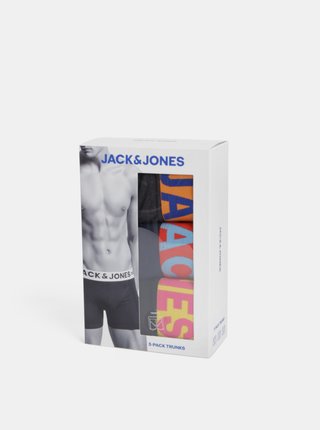 Sada tří boxerek v černé, modré a šedé barvě Jack & Jones 