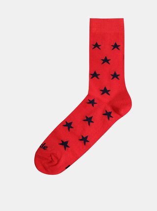 Červené vzorované ponožky Fusakle Hvězda