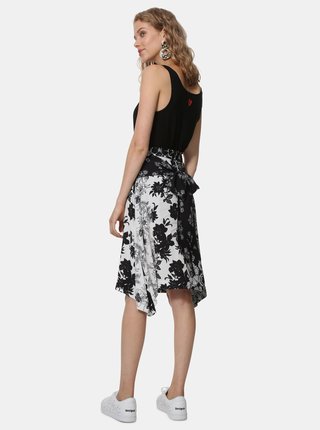 Bielo–čierna kvetovaná sukňa Desigual Paola