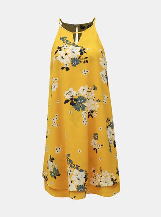 Žlté kvetované šaty s prestrihmi ONLY Mariana