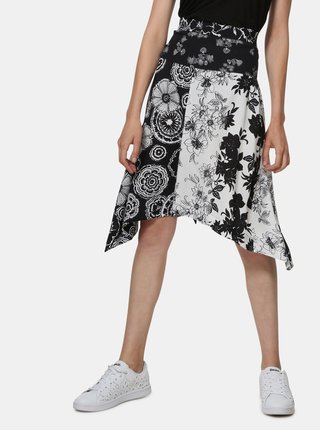 Bielo–čierna kvetovaná sukňa Desigual Paola