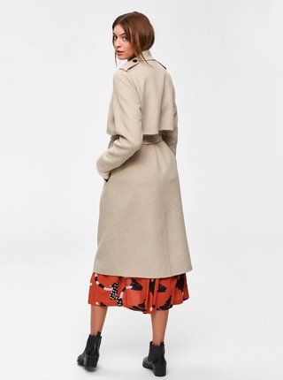 Béžový vlnený kabát Selected Femme Tana