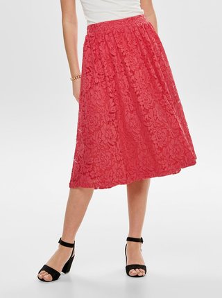 Červená čipkovaná sukňa ONLY Skylar