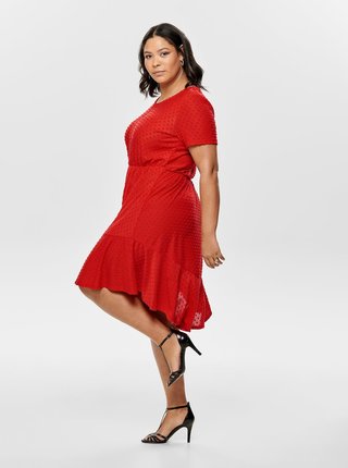 Červené bodkované šaty ONLY CARMAKOMA Didde
