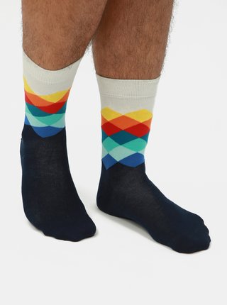 Tmavě modré vzorované ponožky Happy Socks 