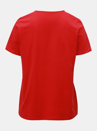 Červené tričko s pásikmi v dekolte Ulla Popken