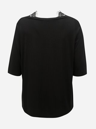 Čierne tričko s čipkou Ulla Popken