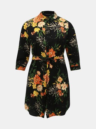 Čierne kvetované košeľové šaty Dorothy Perkins Curve