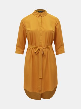 Horčicové košeľové šaty Dorothy Perkins Curve