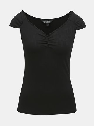 Čierne rebrované tričko Dorothy Perkins