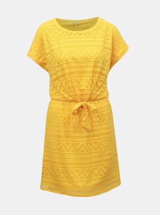 Žlté čipkované šaty s mašľou ONLY Jolly
