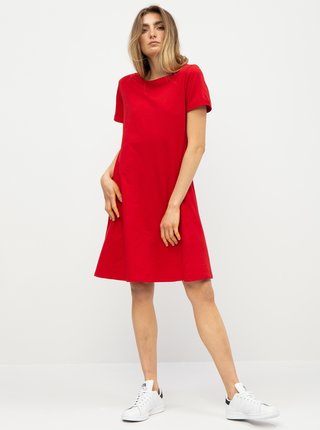 Červené basic šaty s vreckami ZOOT