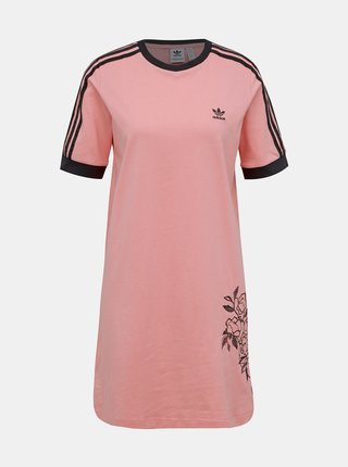 Rúžové šaty s výšivkou adidas Originals Tee
