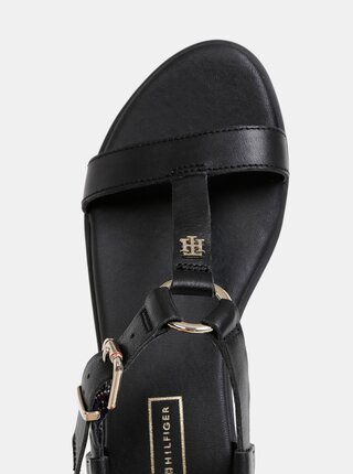 Černé dámské kožené sandály Tommy Hilfiger
