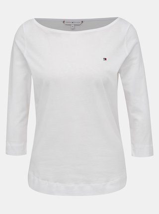 Biele dámske basic tričko s 3/4 rukávom Tommy Hilfiger