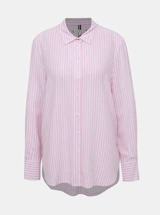Rúžová dámska pruhovaná košile Tommy Hilfiger Fleur