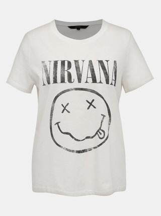 Biele tričko s potlačou VERO MODA Nirvana