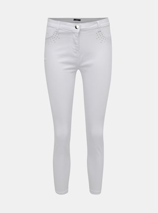 Biele skrátené džíny s ozdobnými detailmi M&Co Petite