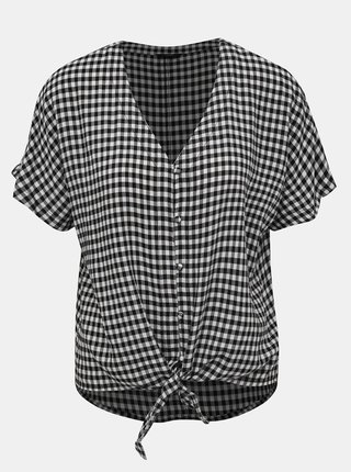 Bielo-čierna dámska kockovaná košeľa s uzlom M&Co