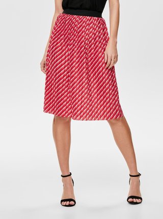 Ružovo–červená pruhovaná plisovaná sukňa ONLY Disco
