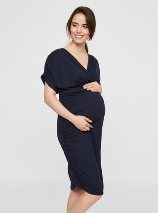 Tmavomodré tehotenské šaty vhodné na dojčenie Mama.licious