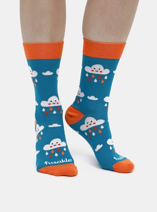 Modré dámske vzorované ponožky Fusakle Mrakoty