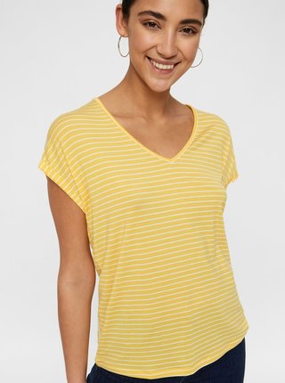 Žlté pruhované basic tričko VERO MODA Ava