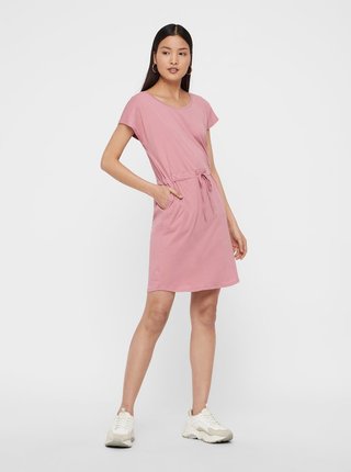 Ružové basic šaty s vreckami VERO MODA April