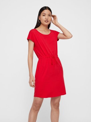 Červené basic šaty s vreckami VERO MODA April