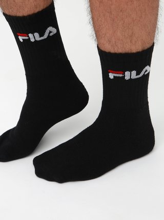 Sada troch párov ponožiek v bielej, čiernej a šedej farbe FILA