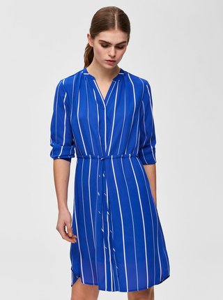 Modré pruhované košeľové šaty Selected Femme Damina