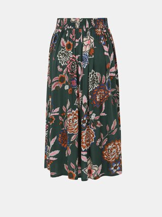 Kaki kvetovaná midi sukňa Jacqueline de Yong Mandi