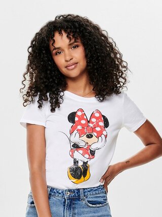 Biele tričko s potlačou ONLY Mickey