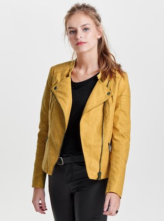 Žltá koženková bunda ONLY Ava