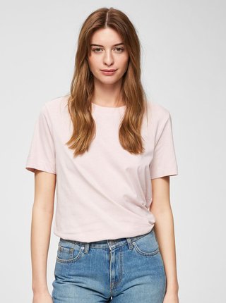 Svetloružové basic tričko Selected Femme Standard
