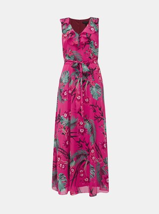 Rúžové kvetované maxi šaty Billie & Blossom