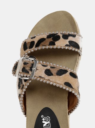 Béžové dámské pantofle s leopardím vzorem Haily´s Leo