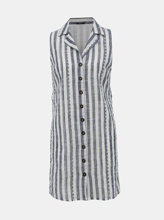 Modro-biele pruhované košeľové šaty s madeirou M&Co Petite Schiffly