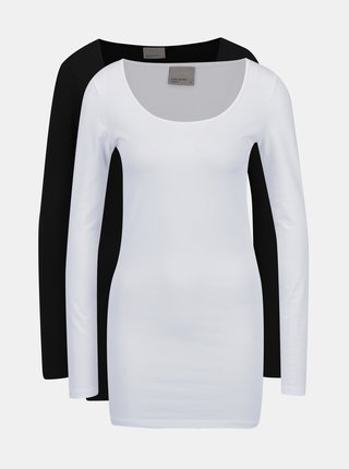 Súprava dvoch dlhých basic tričiek v čiernej a bielej farbe VERO MODA